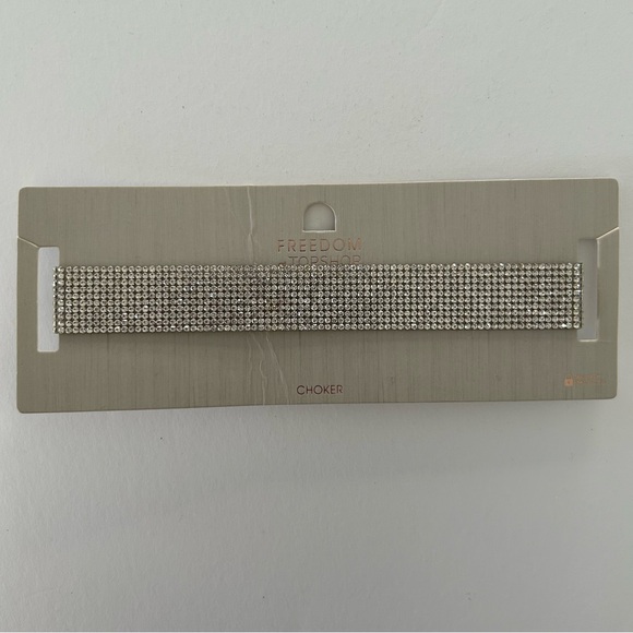 Topshop Freedom Silver Rhinestone Choker Necklace - NWT - Picture 8 of 9